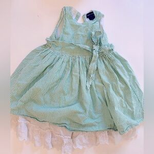 Ralph Lauren girls 3T green pinstripe dress